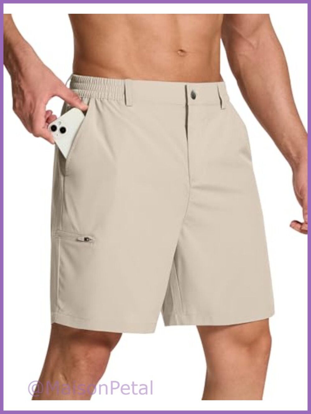 Mens Stretch Golf Shorts 7 Inch Inseam 6 Pockets Dry Fit Lightweight Casual